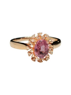 Victoria London 14ct Rose Gold Diamond & Natural Sapphire Cluster Ring