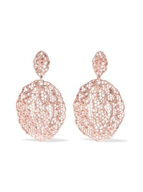 Aurelie Bidermann Rose Gold Plated Lace Earrings