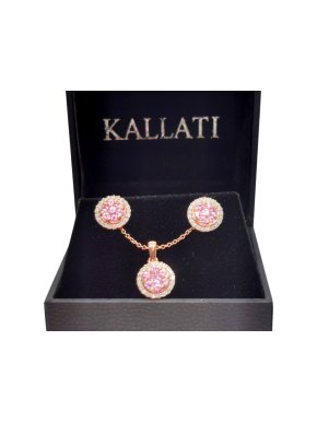 Kallati Rose Gold Diamond & Pink Sapphire Earrings & Pendant Necklace