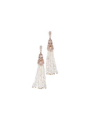 William & Son 18ct Gold Rock Crystal & Diamond Tassel Earrings