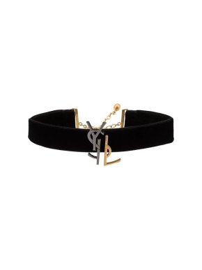Saint Laurent Velvet Deconstructed Monogram Choker