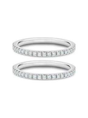 De Beers Set of 2 DB Classic half eternity bands in platinum