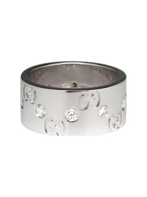 Gucci 18ct White Gold Diamond Icon Ring