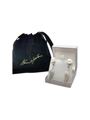 Kenneth Jay Lane Crystal Drop Faux Pearl Earrings