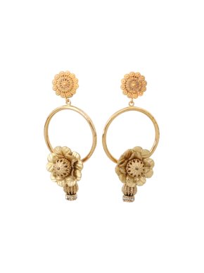 Dolce & Gabbana Floral Hoop Drop Earrings