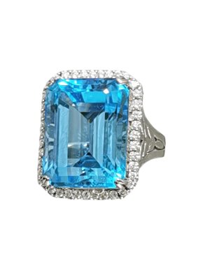 Bespoke 18ct White Gold Topaz & Diamond Cocktail Ring