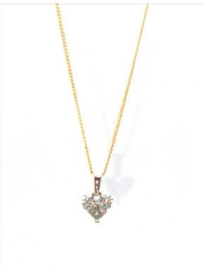 TBZ 14ct Gold Diamond Heart Pendant Necklace