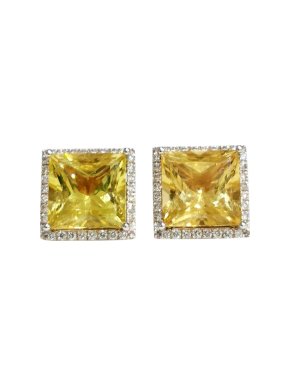 William & Son 18ct Gold Helidor & Diamond Square Earrings