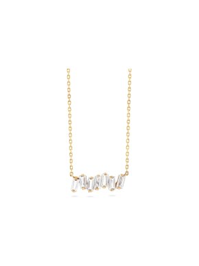 Suzanne Kalan 14K Yellow Gold White Topaz Baguette Bar Necklace