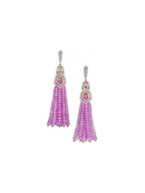 William & Son 18ct Rose Gold Pink Sapphire & Diamond Tassel Earrings
