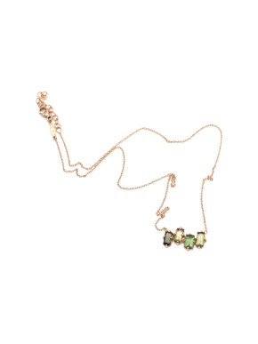 Jacquie Aiche 14K Rose Gold Green Tourmaline Baguette Necklace
