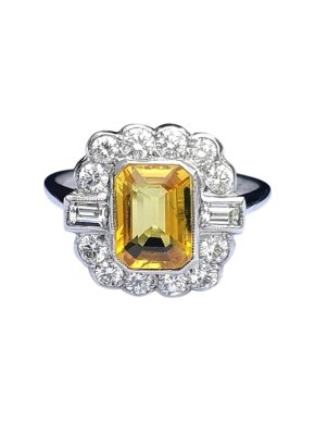 Bespoke Art Deco Diamond & Yellow Sapphire Ring