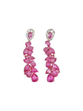 William & Son diamond and pink sapphire Beneath the Rose earrings