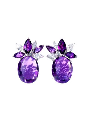 William & Son Amethyst & Diamond Earrings