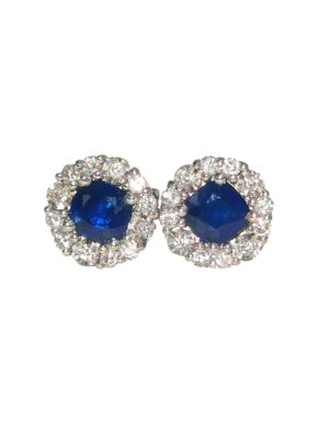 Bespoke Diamond & Sapphire Halo Earrings