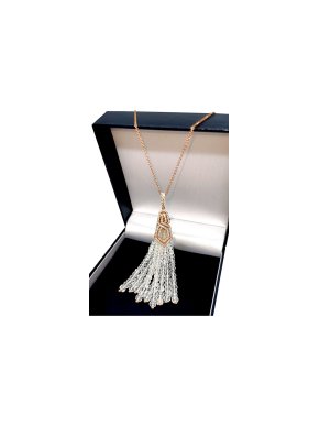 William & Son 18ct Rose Gold Diamond Rock Crystal Tassel Pendant