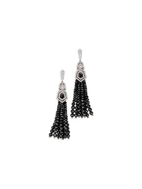 William & Son 18ct White Gold Spinel Bead Tassel Earrings