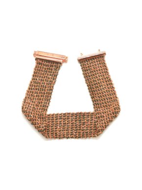 Carolina Bucci 18ct rose and blackened gold woven 2cms wide bracelet