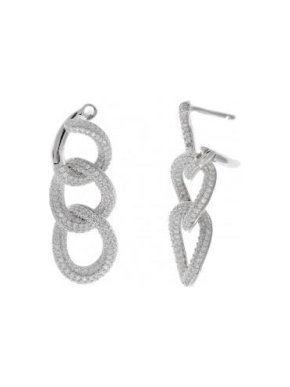 Salvatore Plata Rhodium Plated Crystal Link Earrings