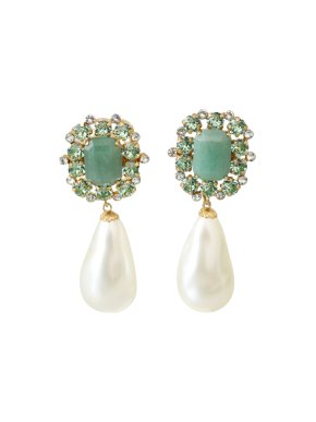 Dolce & Gabbana Faux Pearl Drop Crystal Earrings