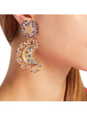 Dolce & Gabbana Crystal-embellished star and moon clip-on earrings