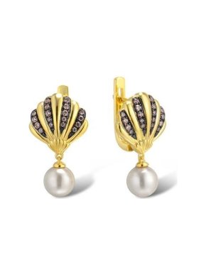 Salvatore Plata Crystal Shell Faux Pearl Drop Earrings