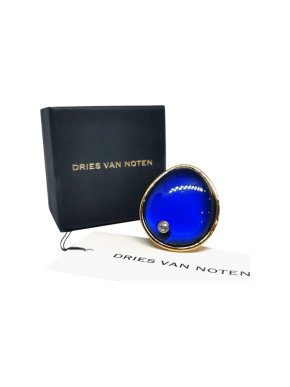 Dries Van Noten Blue Crystal Cocktail Ring