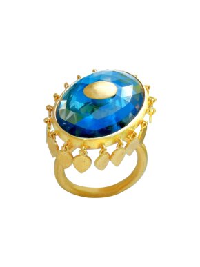 Bespoke 18ct Yellow Gold Spinning Topaz Tassel Ring