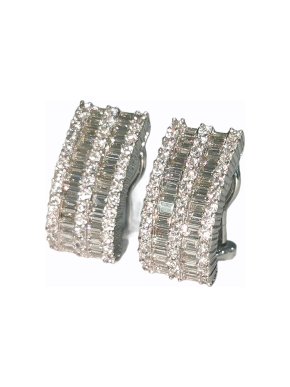 Bespoke 18ct White Gold Baguette Hoop Earrings