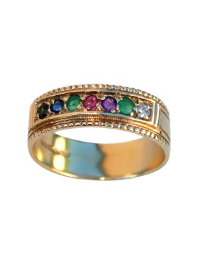 Bespoke Vintage Yellow Gold Gemstone Band Ring