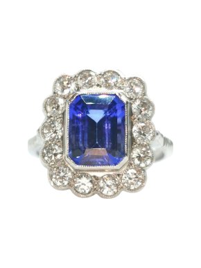 Bespoke 18ct White Gold & Platinum Tanzanite & Diamond Ring