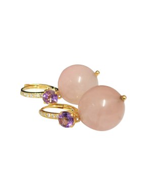 Bespoke Diamond & Amethyst Rose Quartz Earrings
