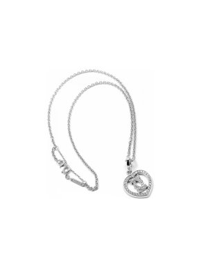 Cartier 18ct White Gold Diamond Double C Heart Pendant Necklace