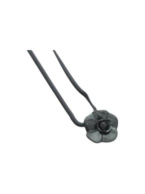 Chanel Black Metal Camellia Pendant Choker