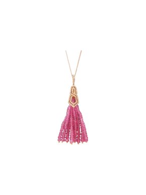 William & Son Pink Sapphire & Diamond Tassel Pendant