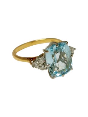 Bespoke 18ct Gold Diamond & Aquamarine Ring