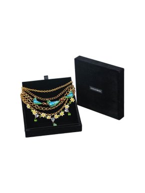 Dolce & Gabbana Crystal Embellished Gold-Tone Chain Draped Necklace