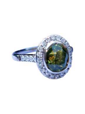 Bespoke Diamond & Ethiopian Garnet 18ct White Gold Ring