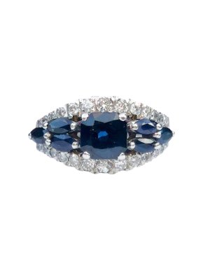 Bespoke Sapphire & Diamond 18ct White Gold Cluster Ring