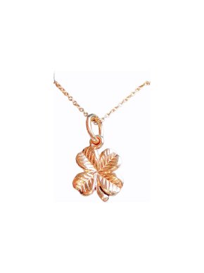 Bespoke rose gold four leaf clover pendant and chain