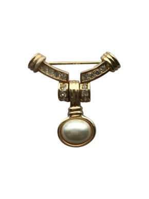 Christian Dior Vintage Crystal & Pearl Brooch
