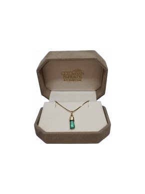 Bespoke 18ct Yellow Gold Raw Emerald Pendant Necklace