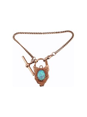 Vintage Victorian Revival large gold padlock bracelet