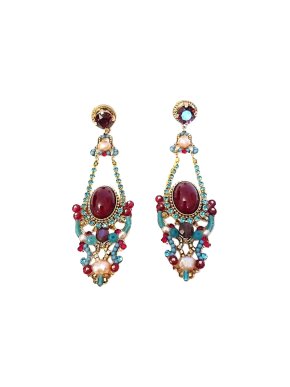 Satellite Paris Cabochon, Pearl Beaded Drop Earrings