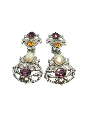 Napier Vintage Faux Pearl Crystal Clip-On Earrings