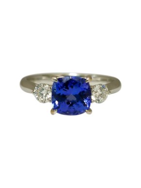 Bespoke 18ct White Gold Diamond & Tanzanite Ring