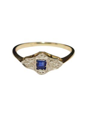 Bespoke Art Deco Diamond & Sapphire Ring