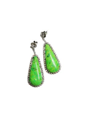 Bespoke 18ct White Gold Diamond & Jade Earrings