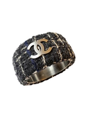 Chanel Black Tweed CC Cuff