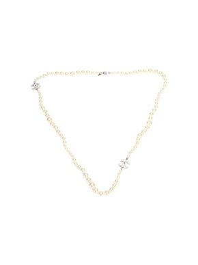 Chanel Faux Pearl Single Strand Faux Pearl CC Necklace